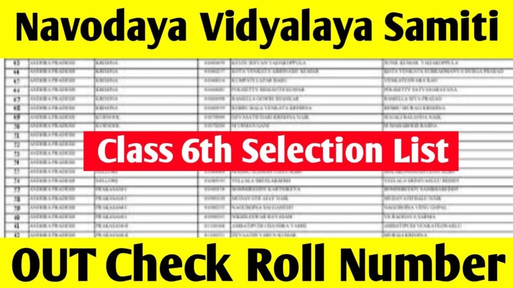 NVS Class 6 Selection List 2025