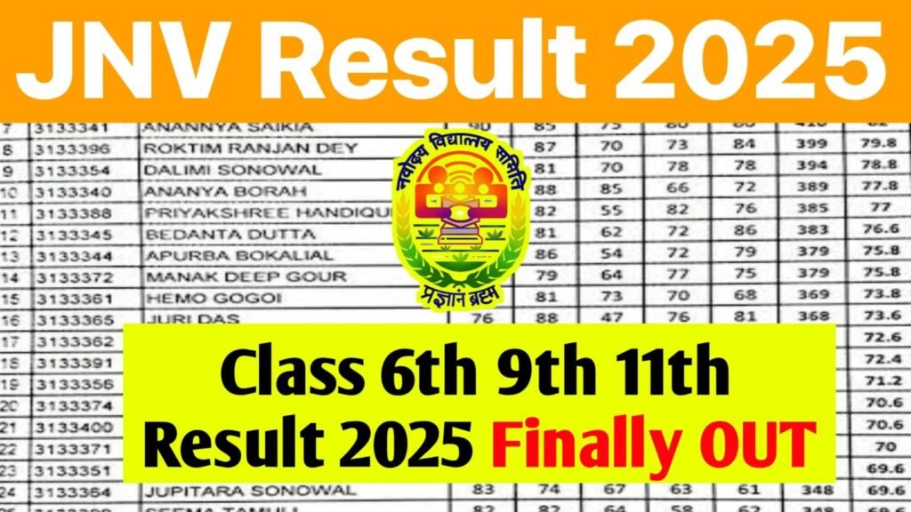 Navodaya Class 6th 9th 11th Result 2025